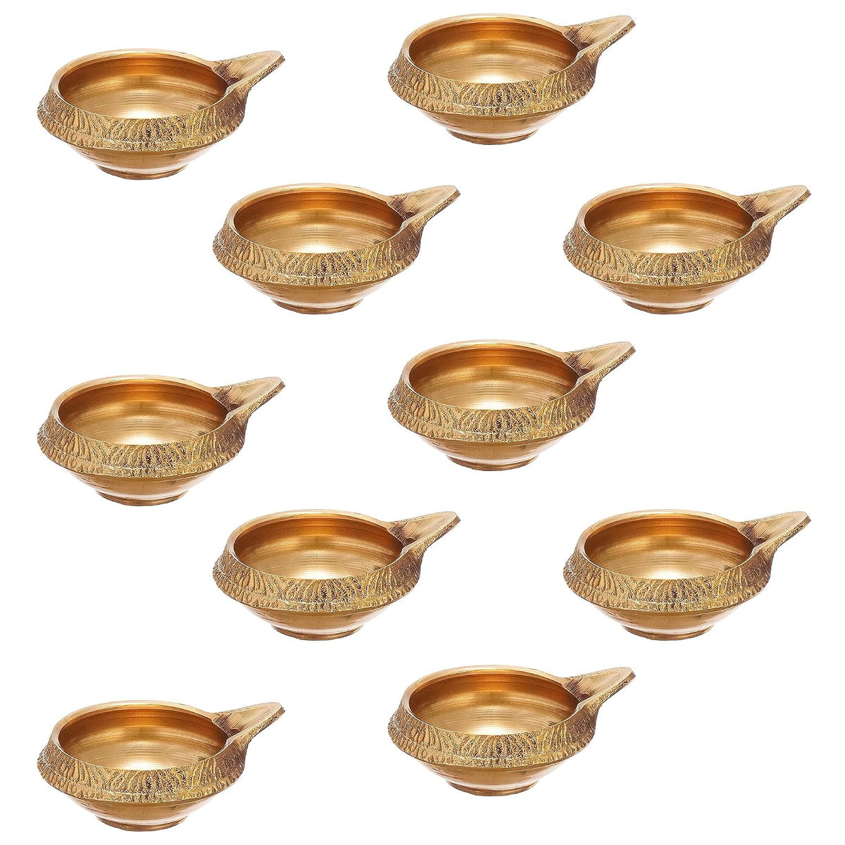 Mini Antique Brass Diya, 1 Inch (Set of 10)