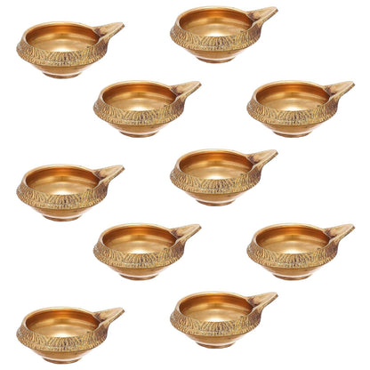 Mini Antique Brass Diya, 1 Inch (Set of 10)