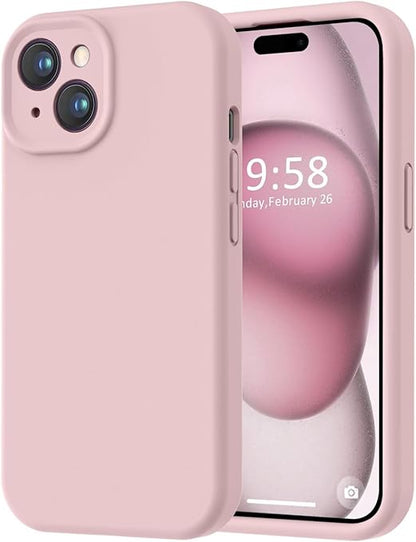 mobistyle Designed for iPhone 15 Cover Soft Liquid Silicone Slim Protective Shockproof with Anti - Scratch Microfiber Lining Phone Back Cover Case (Pink) - Mytrendzcart