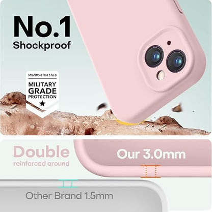 mobistyle Designed for iPhone 15 Cover Soft Liquid Silicone Slim Protective Shockproof with Anti - Scratch Microfiber Lining Phone Back Cover Case (Pink) - Mytrendzcart
