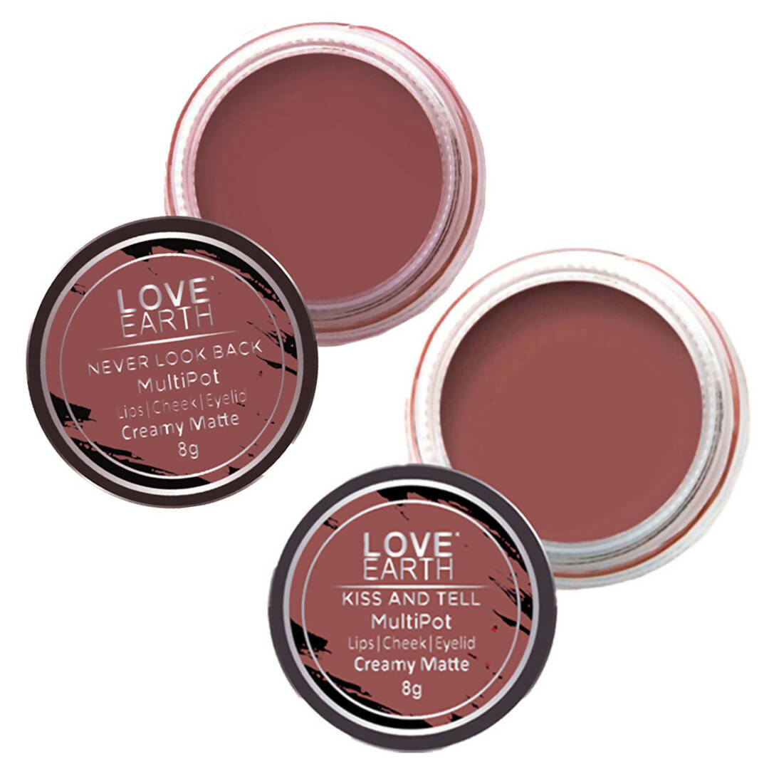 Love Earth Lip Tint & Cheek Tint Multipot Combo (Mauvish Pink & Ruby Pink) - Mytrendzcart