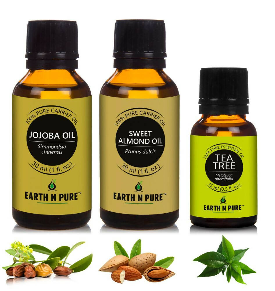 Earth N Pure Essential Oils (Jojoba, Sweet Almond & Tea Tree) Combo - Mytrendzcart