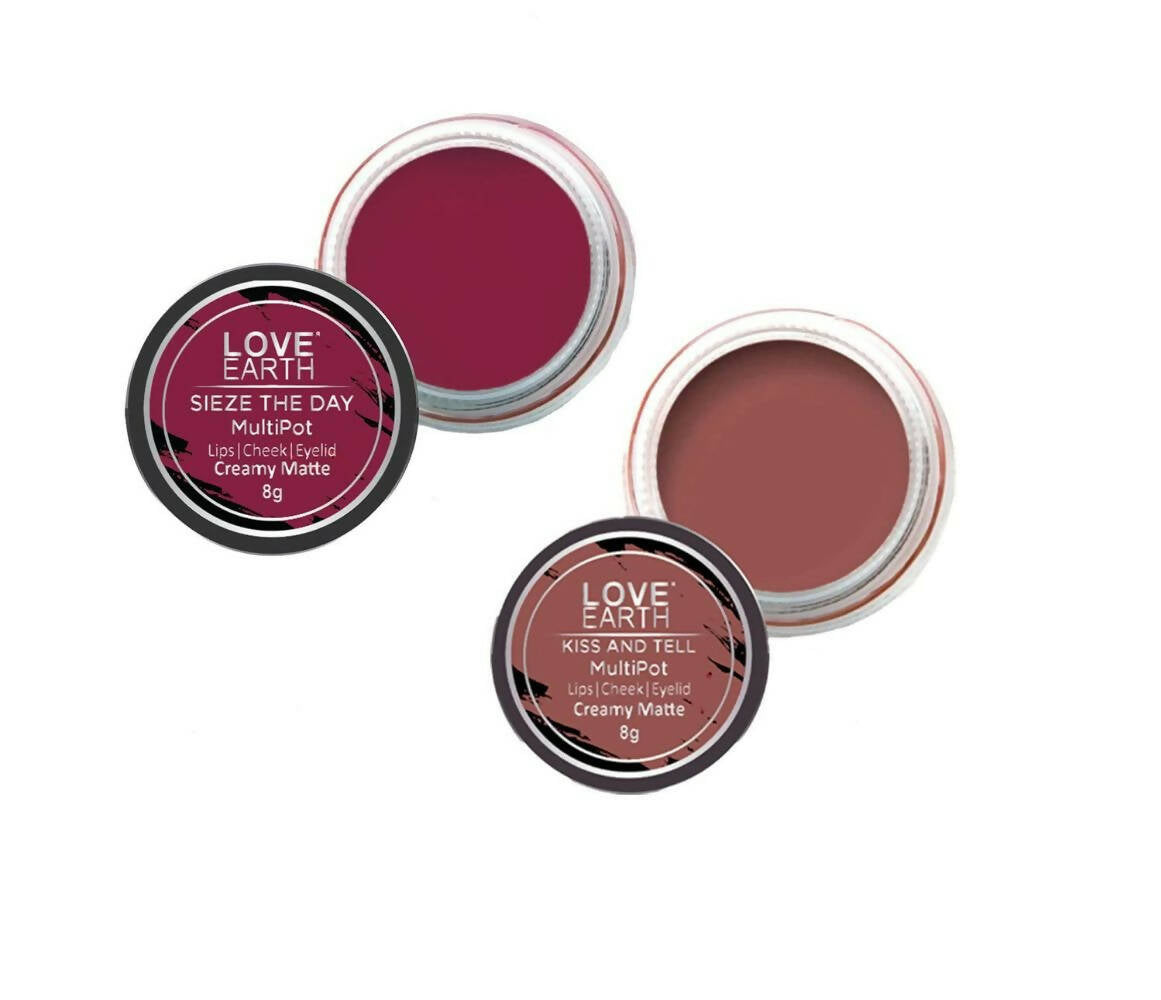 Love Earth Lip Tint & Cheek Tint Multipot Combo (Rose Pink & Mauvish Pink) - Mytrendzcart