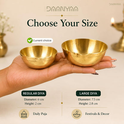 Patterned Brass Diya, 2.5 Inch (Set of 10)