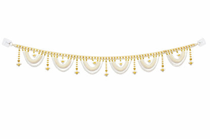 Pearl Beaded Door Toran with Bells, 3 Ft
