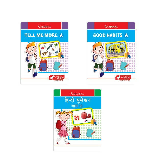 Cardinal General Knowledge Book Set 1 (Set of 3)|Good Habit A| Hindi Sulekhan Bhag 0| Tell Me More A| Combo Book Set| Ages 3-7 Years - Mytrendzcart