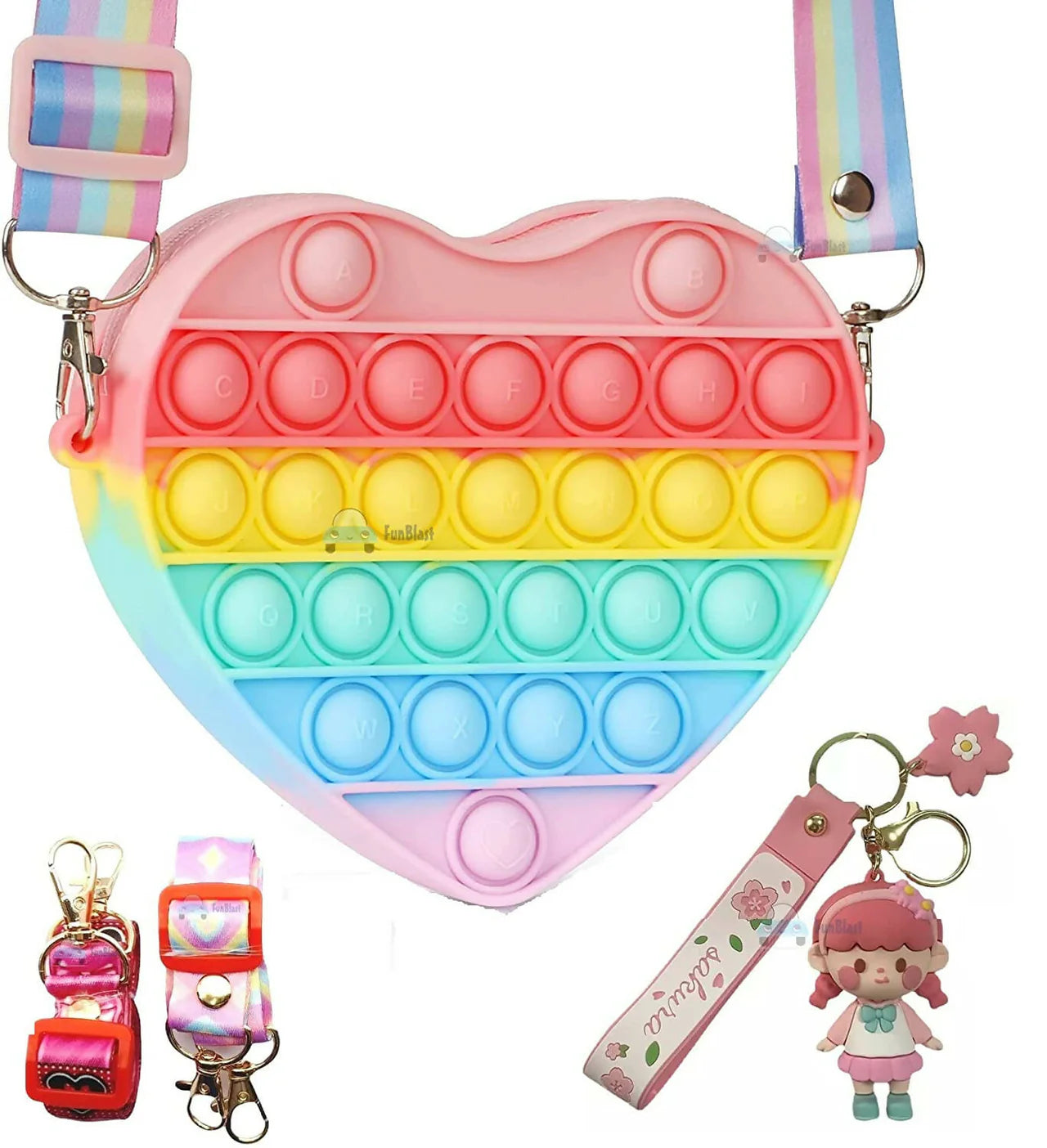 Sardar Ji Ki Dukan Pop It Sling Bag ? Heart Shape Pop It Cross Body Bag For Kids, Birthday Gift For Girls Pouch For Girls (Set 1, Multicolor) Mytrendzcart