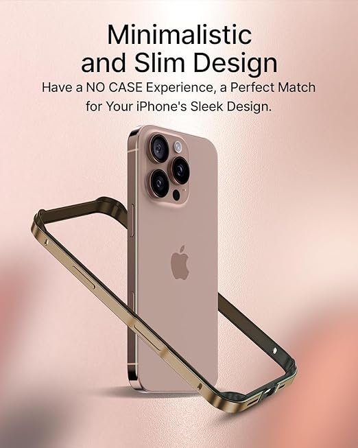 RAEGR iPhone 16 Pro Case | Anodized Aluminum Bumper | Supports Mag - Safe Wireless Charging | Edge Armor Protective Minimal Case Designed for iPhone 16 Pro (6.3 - Inch) (2024) - Desert Titanium RG10579 - Mytrendzcart