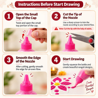Rangoli Making Kit: 12 Colours, Stencils & Filler Stamps