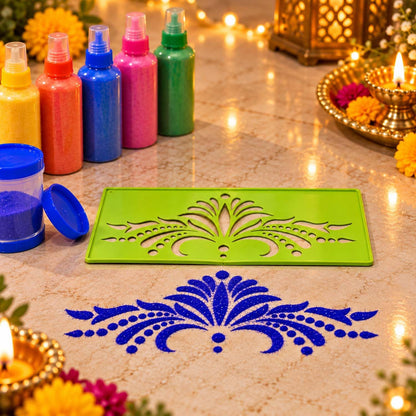 Rangoli Stamp & Stencil Kit (12 Designs + 6 Borders)