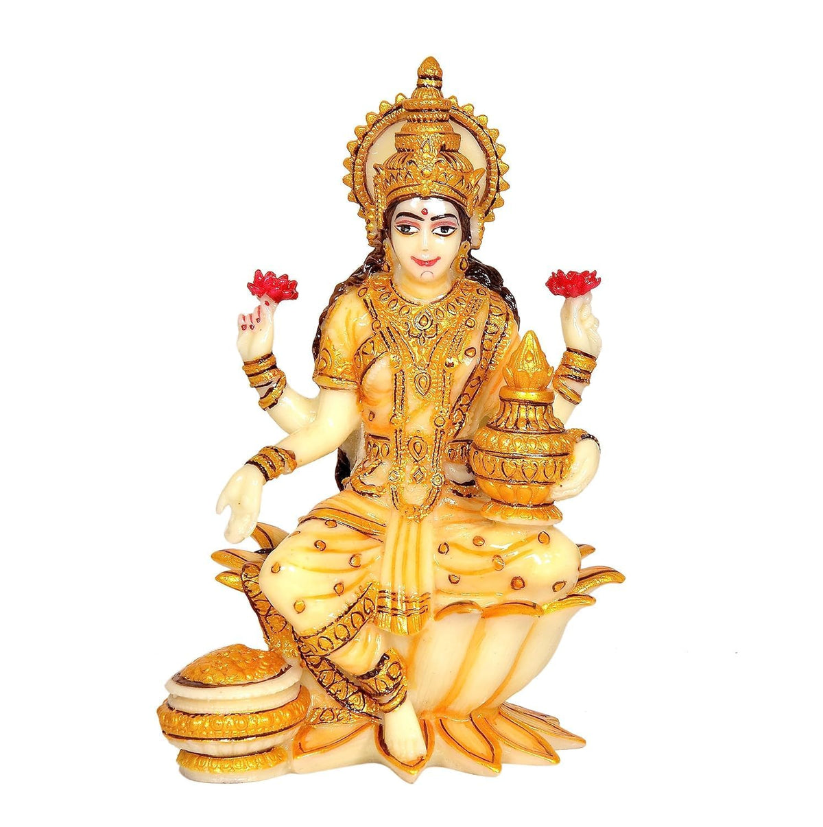 Handcrafted Resin Lakshmi & Ganesha Idol - 7 Inch