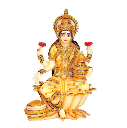 Handcrafted Resin Lakshmi & Ganesha Idol - 7 Inch