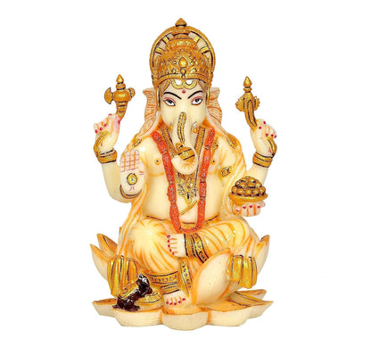 Handcrafted Resin Lakshmi & Ganesha Idol - 7 Inch