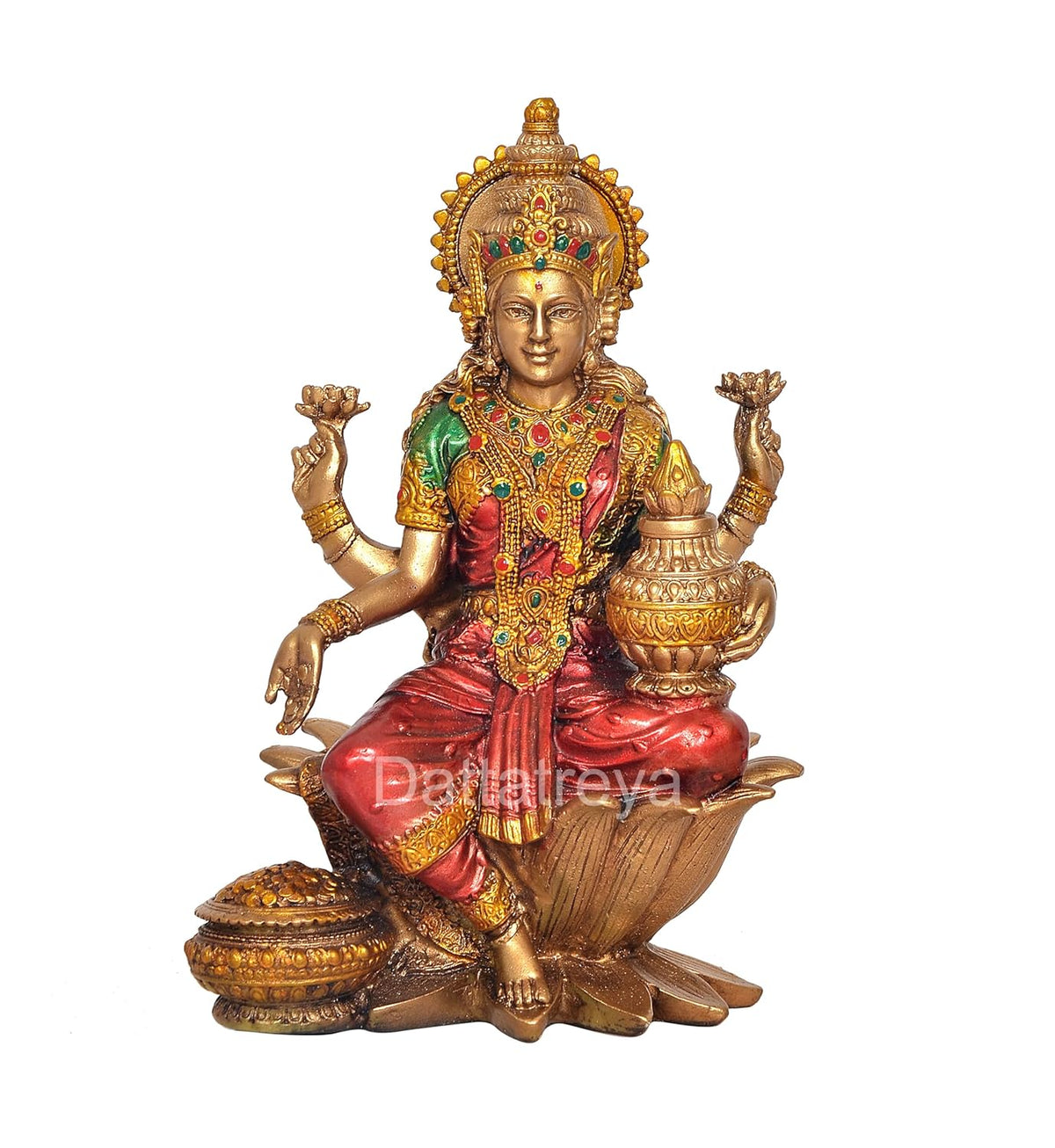 Handcrafted Resin Lakshmi & Ganesha Idol - 7 Inch