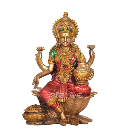 Handcrafted Resin Lakshmi & Ganesha Idol - 7 Inch
