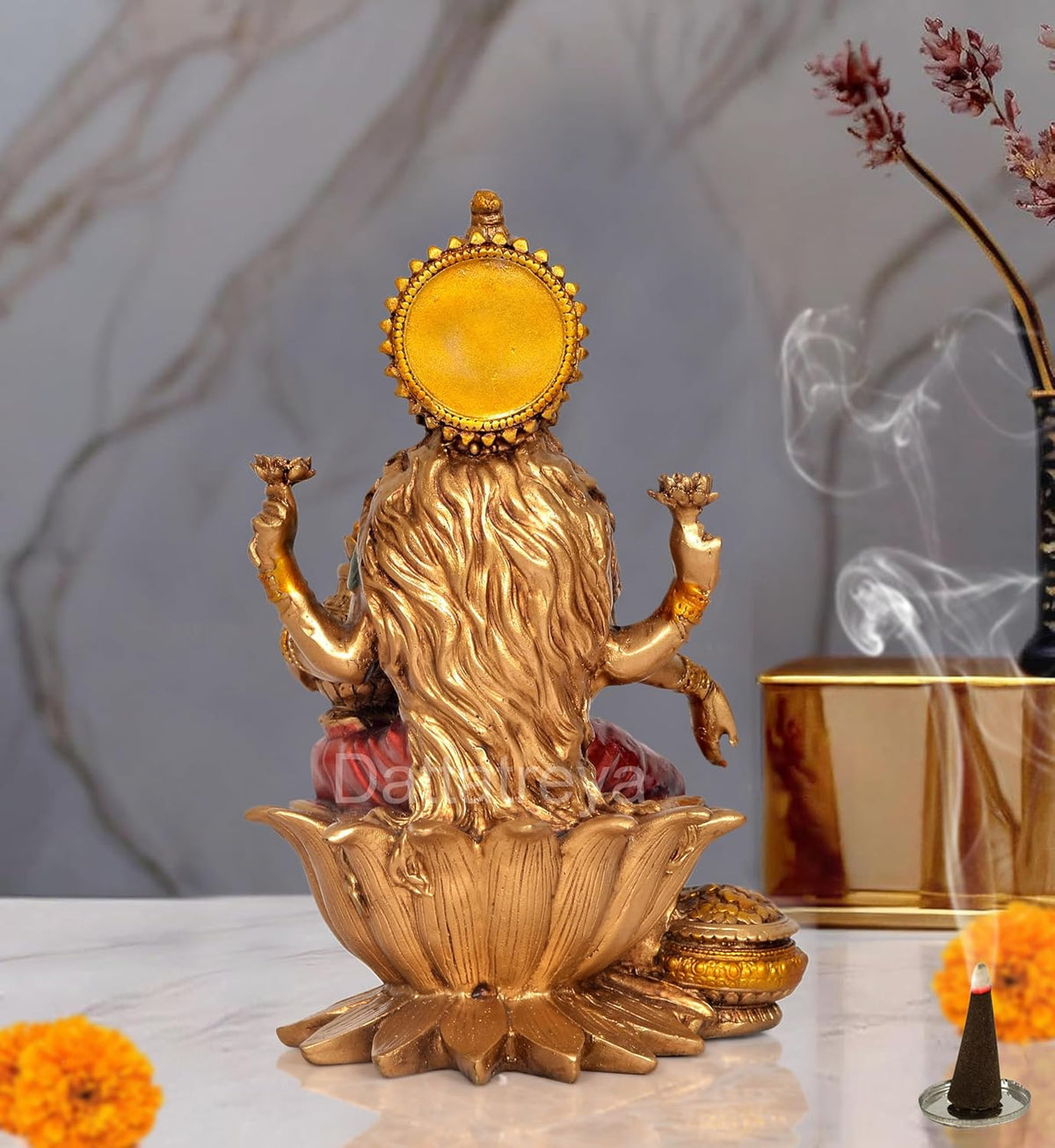 Handcrafted Resin Lakshmi & Ganesha Idol - 7 Inch