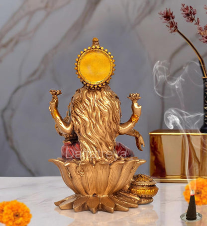 Handcrafted Resin Lakshmi & Ganesha Idol - 7 Inch