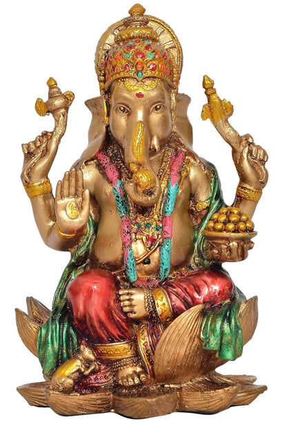 Handcrafted Resin Lakshmi & Ganesha Idol - 7 Inch