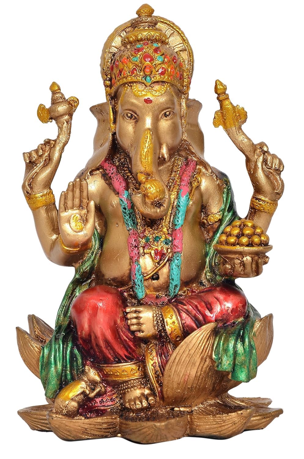 Handcrafted Resin Lakshmi & Ganesha Idol - 7 Inch