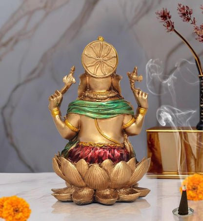 Handcrafted Resin Lakshmi & Ganesha Idol - 7 Inch