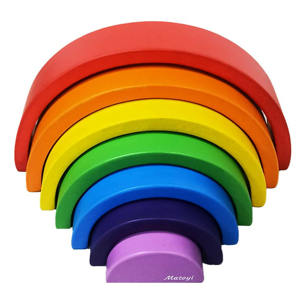 Matoyi Wooden Rainbow Stacker ? 7 Piece Colorful Stacker Mytrendzcart