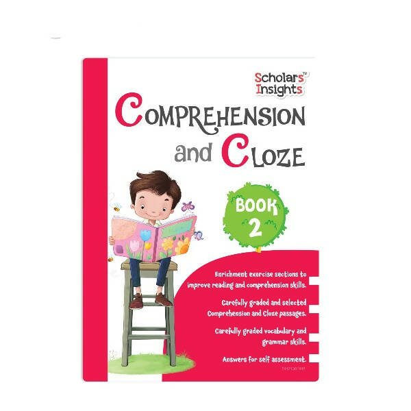 Scholars Insights Comprehension and Cloze Grade 2|English Vocabulary, Grammar Skill Book 2| Ages 7 - 8 Years - Mytrendzcart