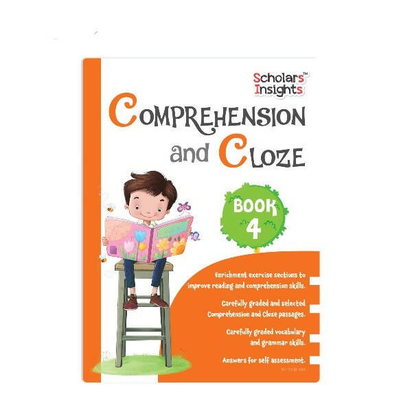 Scholars Insights Comprehension and Cloze Grade 4|English Vocabulary, Grammar Skill Book 4| Ages 9 - 10 Years - Mytrendzcart