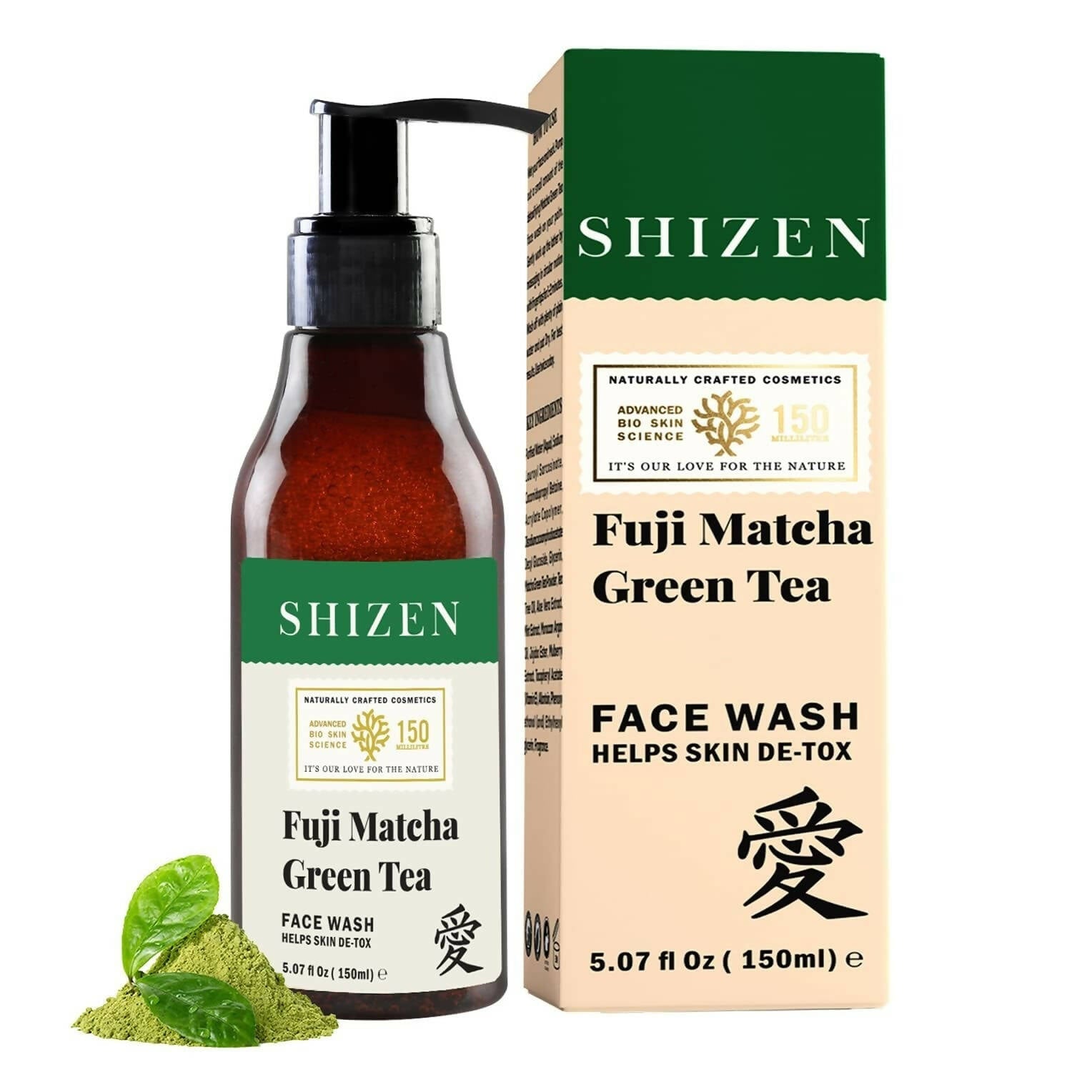 Shizen Bio - Cosmetics By Nature Skin De - Tox Fuji Matcha Green Tea Face Wash - Mytrendzcart