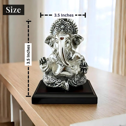 Silver Plated Ganesha Idol - Anti-Tarnish Murti