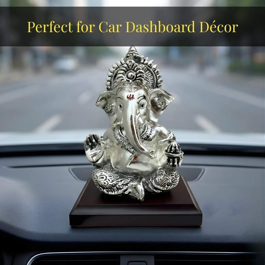 Silver Plated Ganesha Idol - Anti-Tarnish Murti