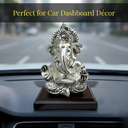 Silver Plated Ganesha Idol - Anti-Tarnish Murti