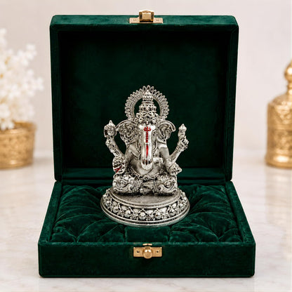 Silver Plated Ganesha Idol - Anti-Tarnish Murti