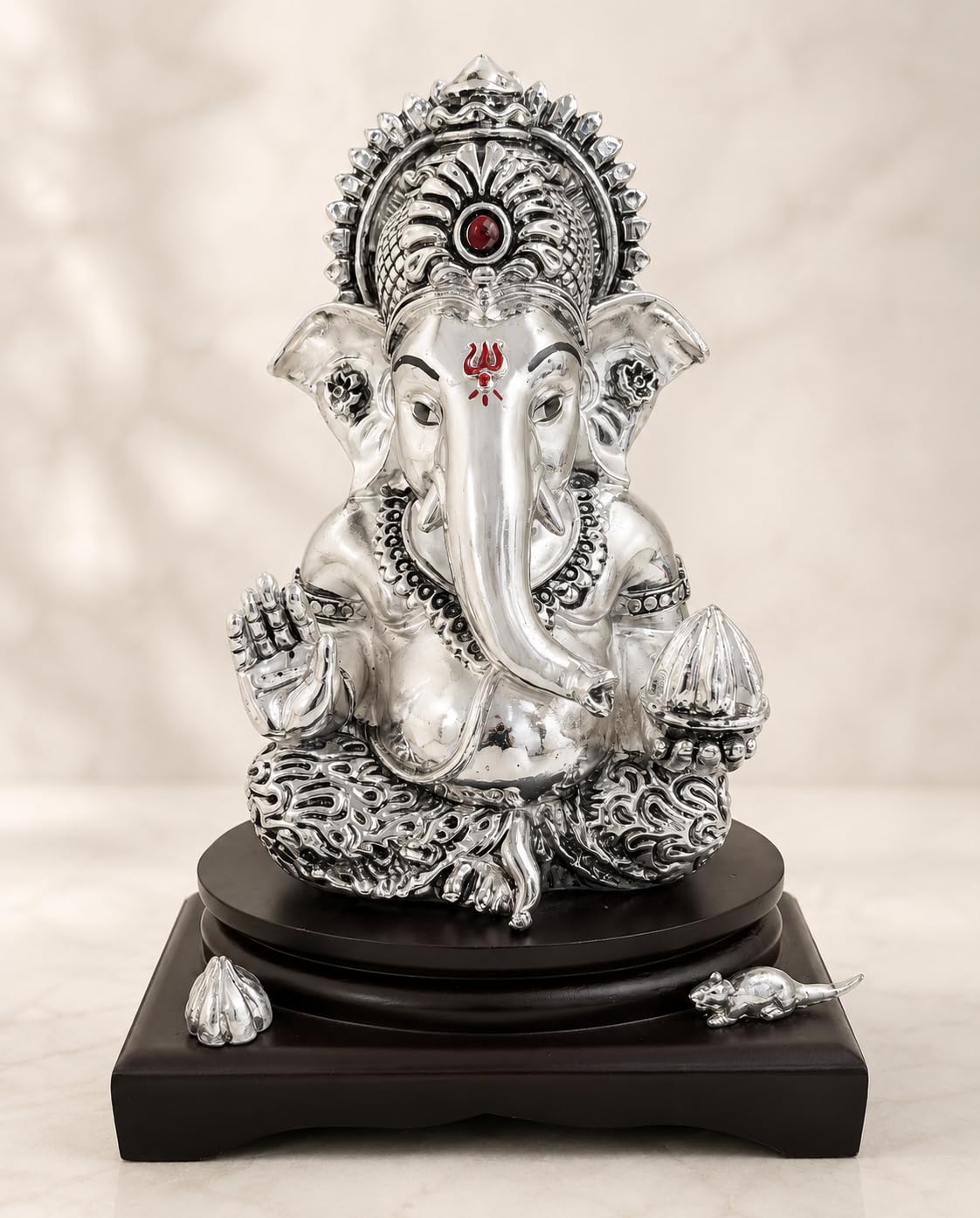 Silver Plated Ganesha Idol - Anti-Tarnish Murti
