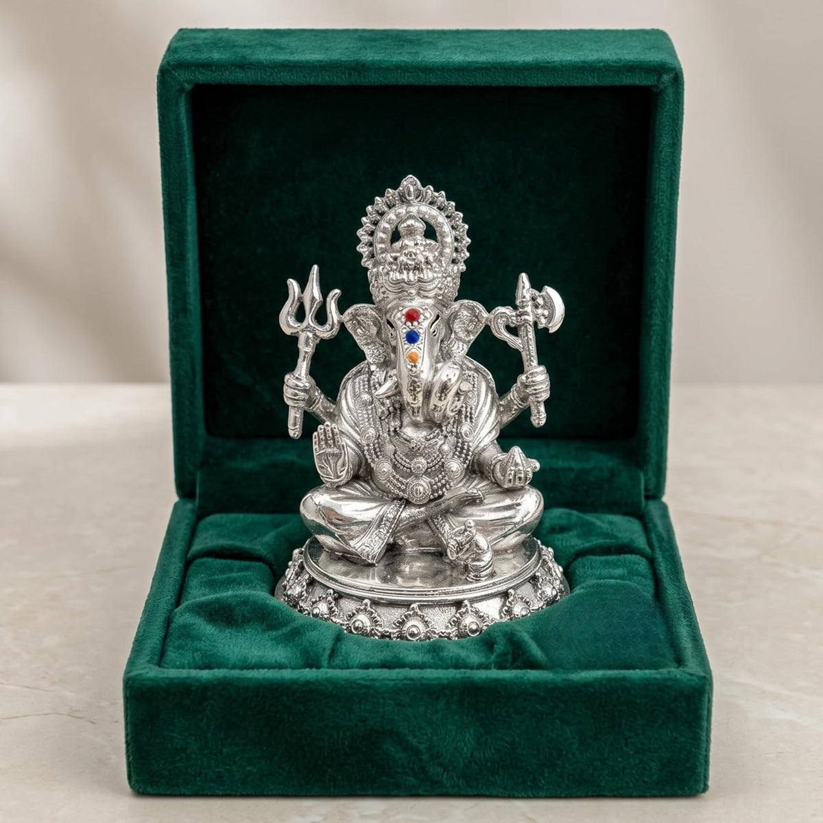 Silver Plated Ganesha Idol - Anti-Tarnish Murti