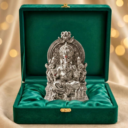 Silver Plated Ganesha Idol - Anti-Tarnish Murti