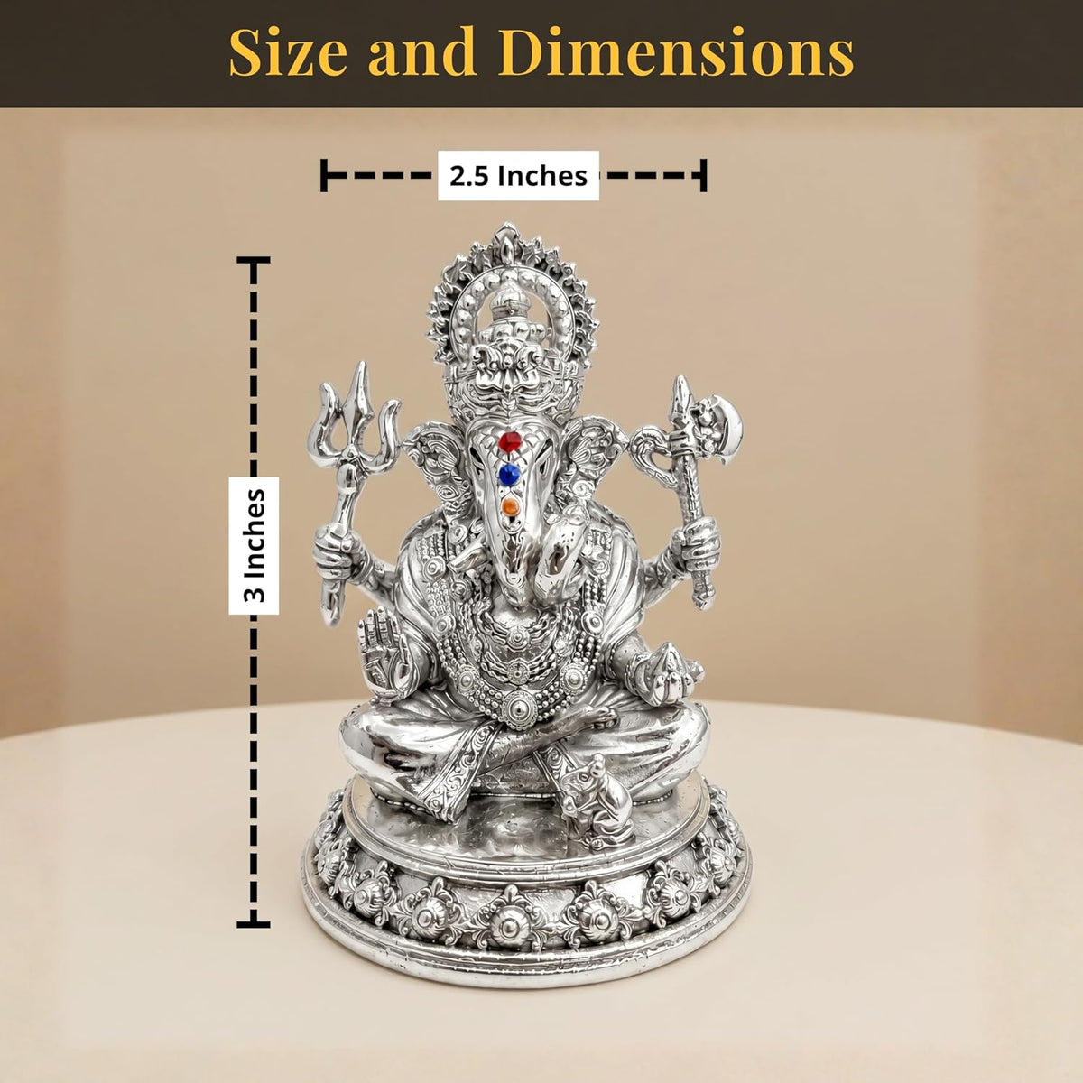 Silver Plated Ganesha Idol - Anti-Tarnish Murti