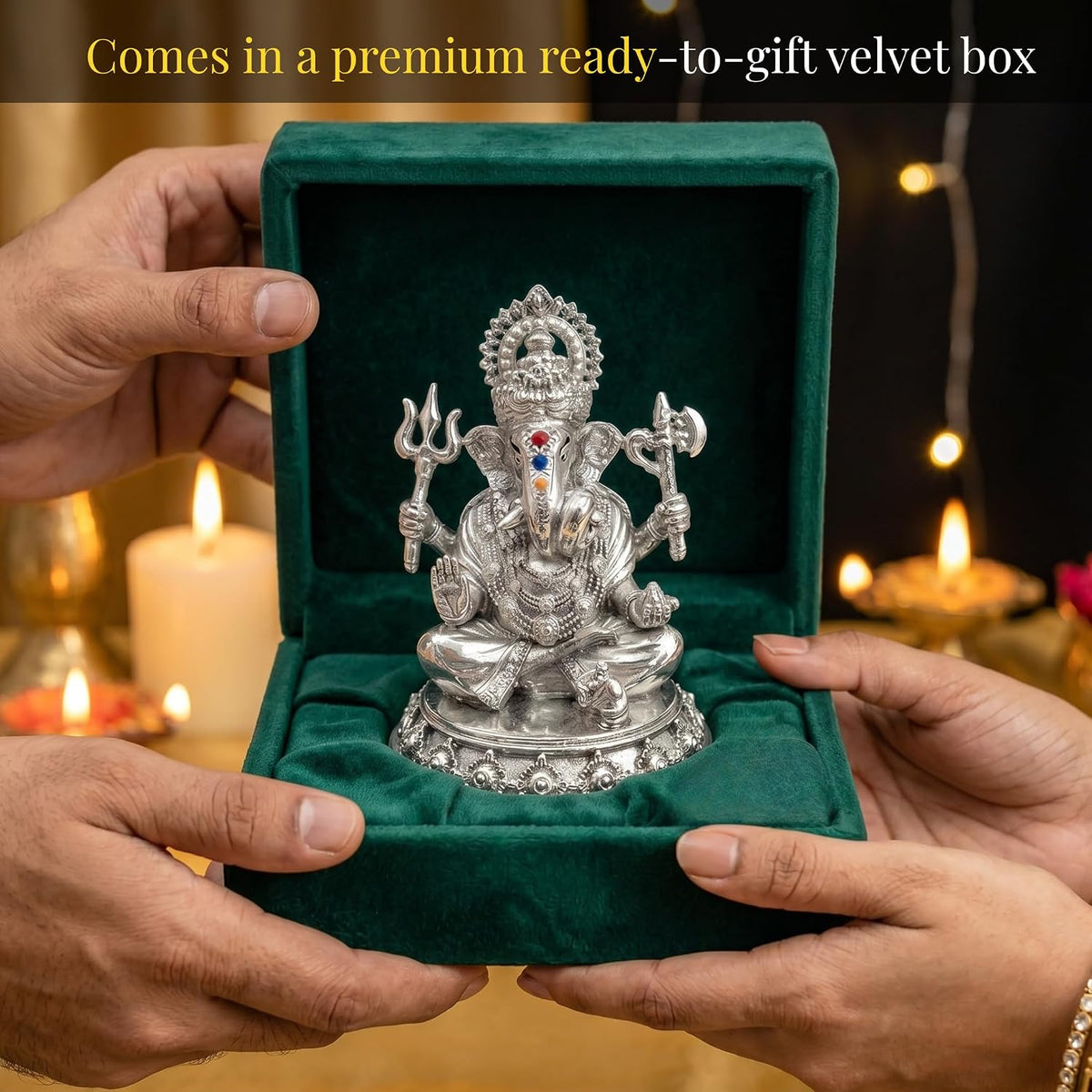 Silver Plated Ganesha Idol - Anti-Tarnish Murti