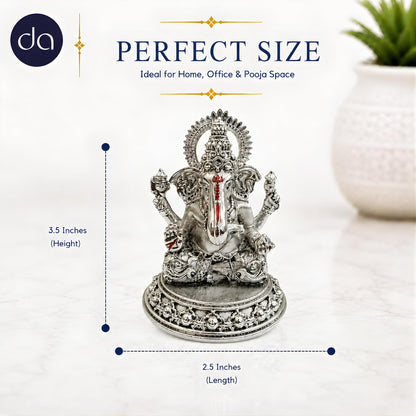 Silver Plated Ganesha Idol - Anti-Tarnish Murti