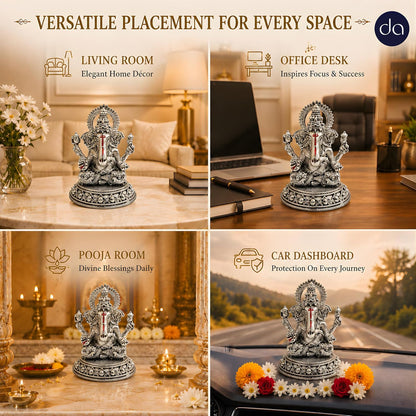 Silver Plated Ganesha Idol - Anti-Tarnish Murti