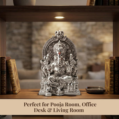 Silver Plated Ganesha Idol - Anti-Tarnish Murti