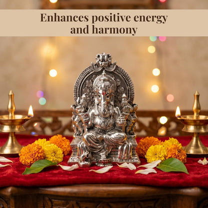 Silver Plated Ganesha Idol - Anti-Tarnish Murti