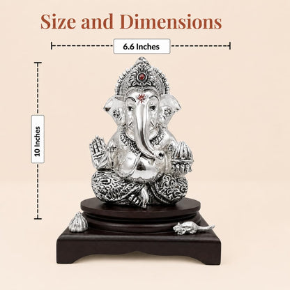 Silver Plated Ganesha Idol - Anti-Tarnish Murti
