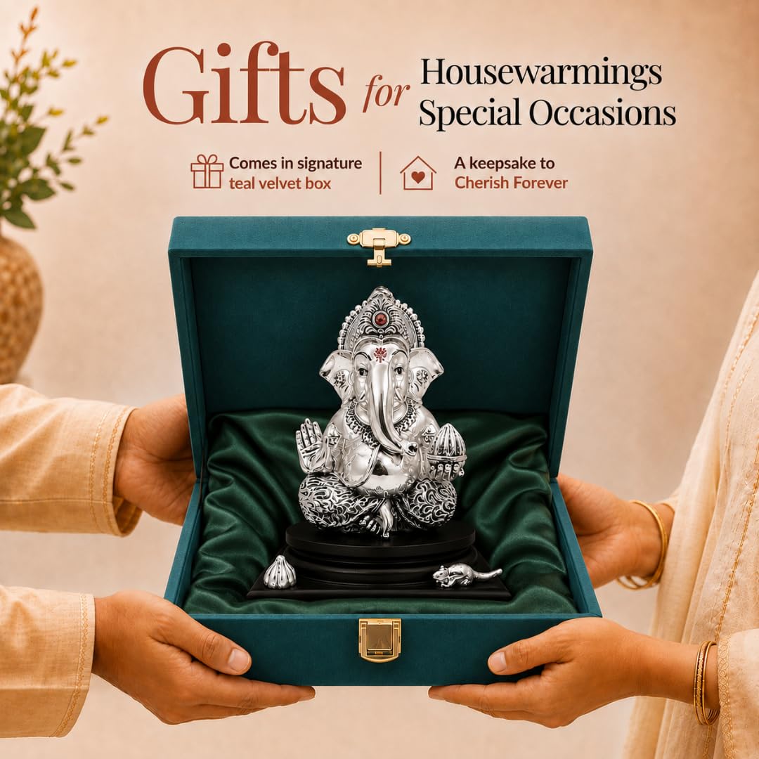 Silver Plated Ganesha Idol - Anti-Tarnish Murti