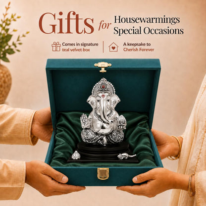 Silver Plated Ganesha Idol - Anti-Tarnish Murti