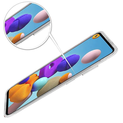 Solimo Silicone Mobile Cover for Samsung Galaxy A21S (Soft & Shockproof Back Cover with Inbuilt Cushioned Edges), Transparent, Clear - Mytrendzcart