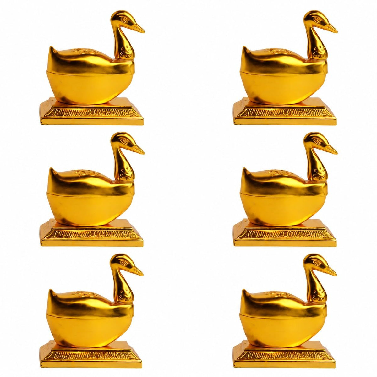 Swan Kumkum Box, Gold Plated (Pack of 6)