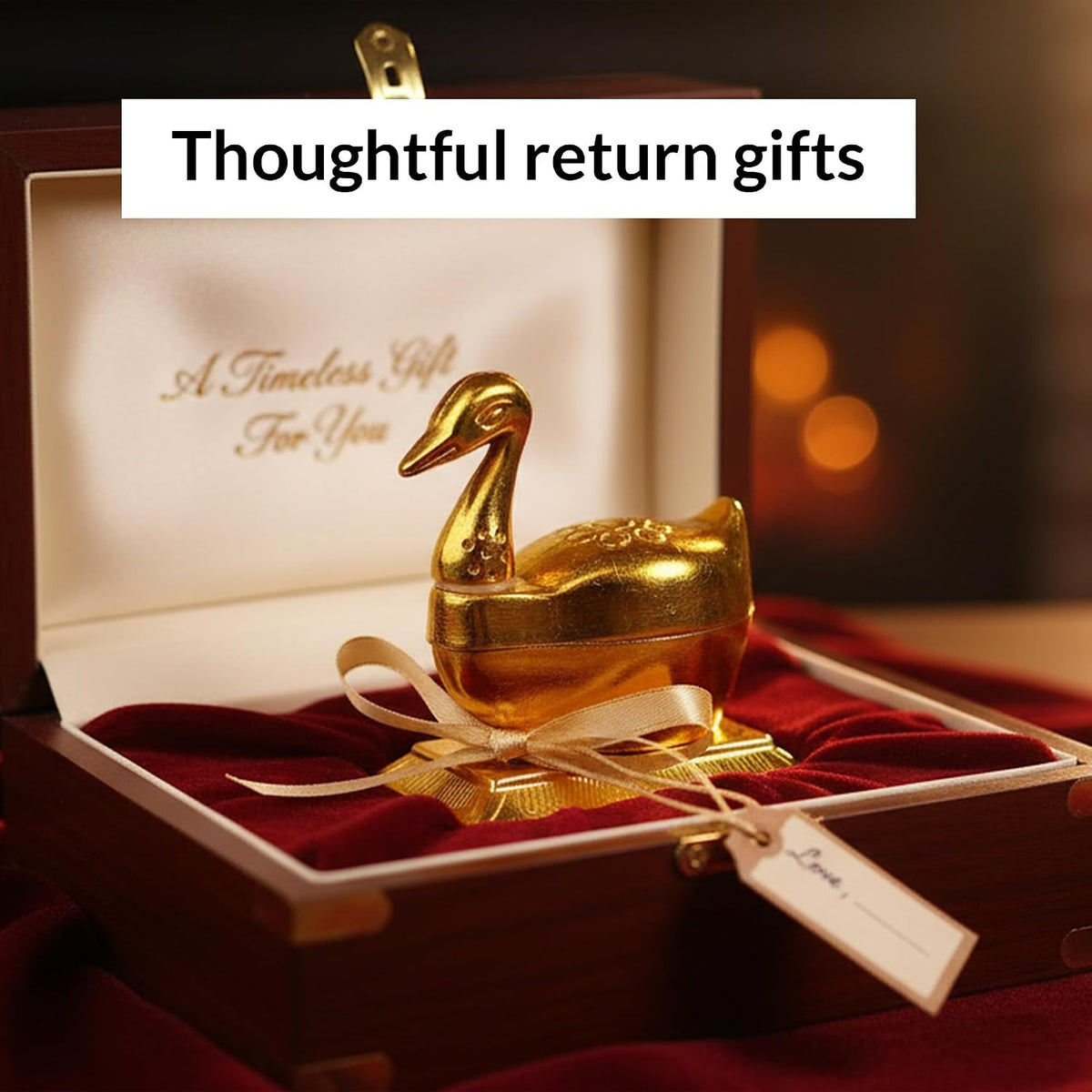 Swan Kumkum Box, Gold Plated (Pack of 6)