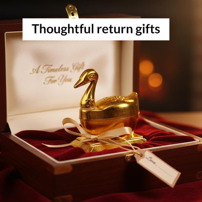 Swan Kumkum Box, Gold Plated (Pack of 6)