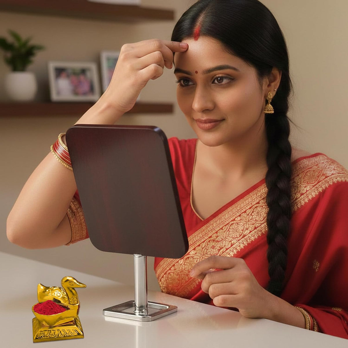 Swan Kumkum Box, Gold Plated (Pack of 6)