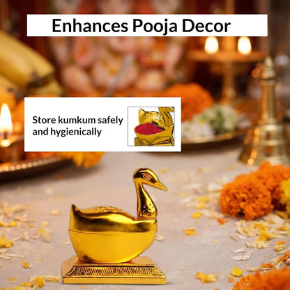 Swan Kumkum Box, Gold Plated (Pack of 6)
